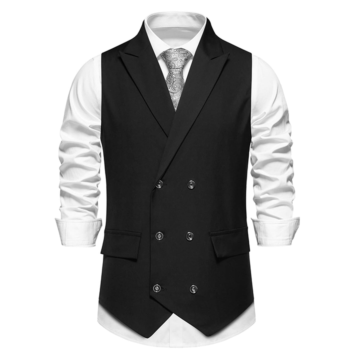 Clearance Men's Formal Plain Waistcoats Classic Casual Business Suit Vest V-Neck Tank Top Sleeveless Undershirts Solid Tuxedo Waistcoat Slim Fit Cotton Vests with Pockets Wedding Party Waistcoat