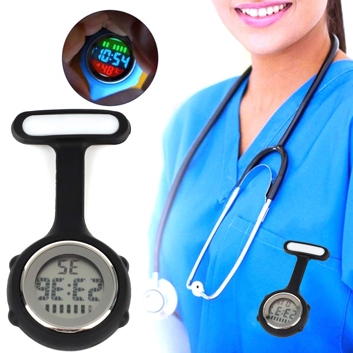 Pin On Digital Silicone Multi-Function Fob Nurse Watch Night Lights Stopwatch