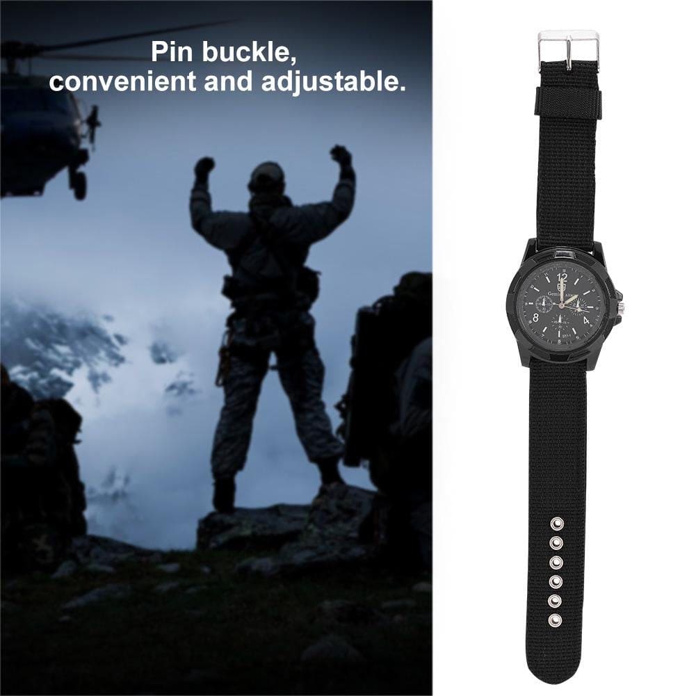 Electronic Digital Wristwatch Military Watch Males Army Durable Nylon Band Sport Wrist Watches(Black)