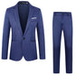 Halloween Costumes- Suits for Men UK Regular Fit Mens Pieces Suit Elegant Solid One Button Slim Fit Single Breasted Party Suit Shirt Pants Tie Set Big Men Suits (Z10091-Blue, XL)