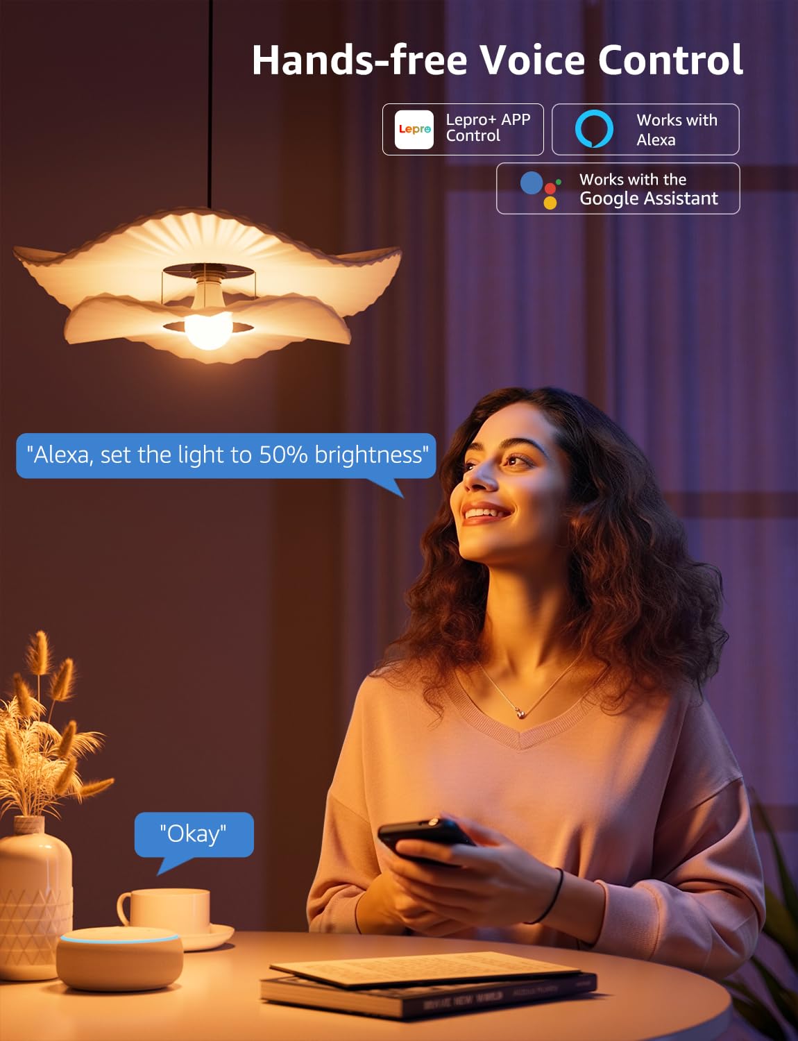 Lepro B1 AI Smart Bulb B22, Bayonet Bluetooth & WiFi Bulb That Works with Alexa, Music Sync, LLM AI-Generated Lighting, APP & Voice Control, 8.5W, 806lm, DIY 16 Million Color Changing Light Bulb