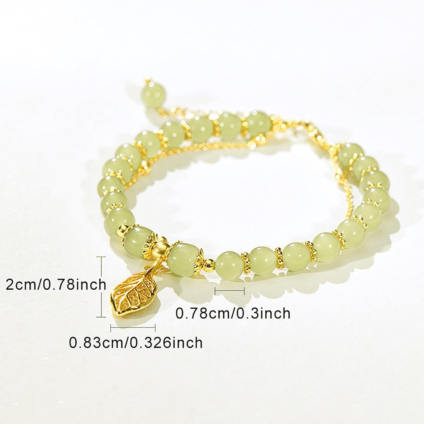 black friday deals 2024 Hetian Jade Gold Leaf Bracelet Xmas Gift Crystal Glass Bracelet For Women Chinese Style Jade Bead Bracelet Gifts For Her Him Wife Grandma Grandpa Mother Father