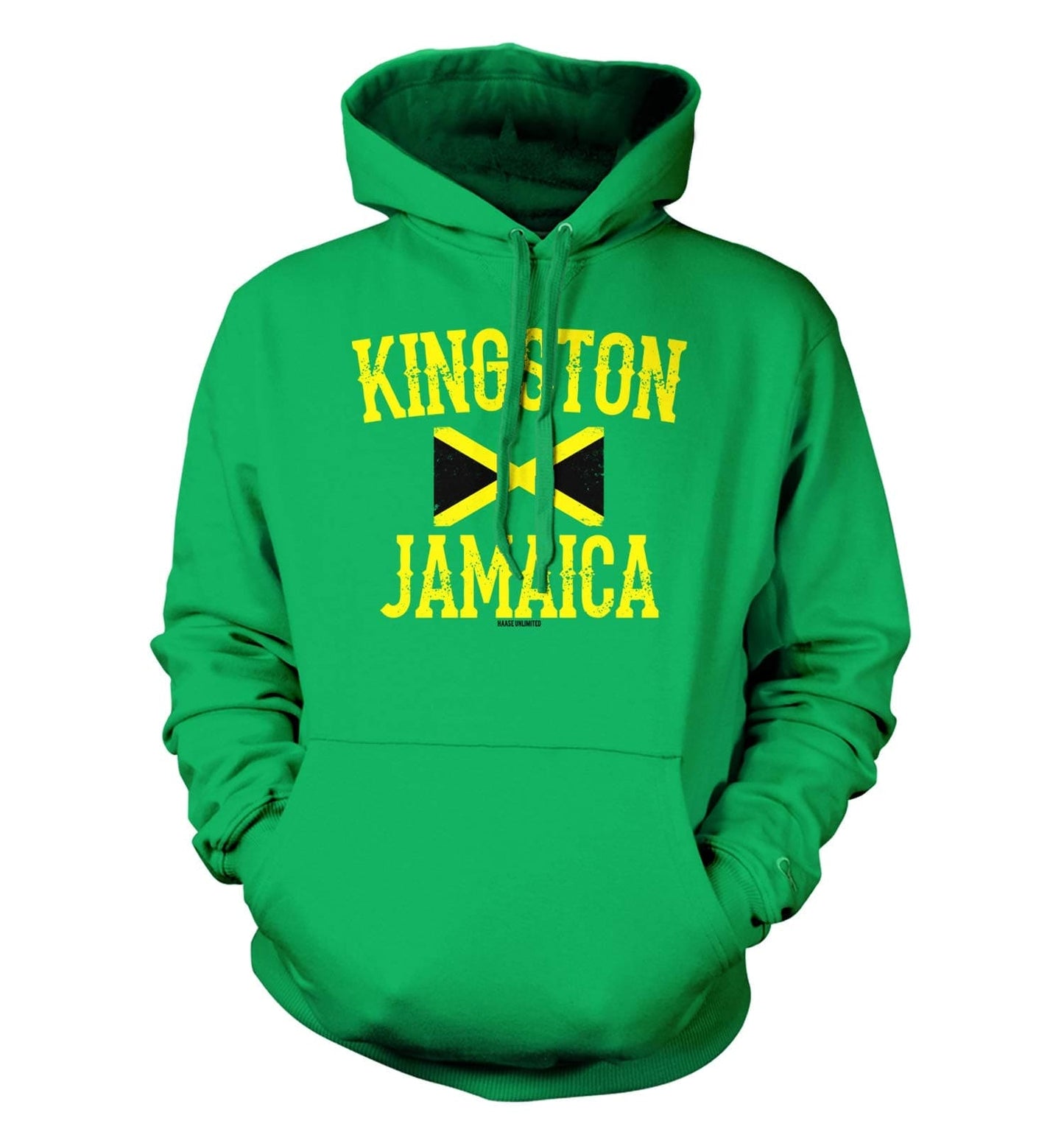 Haase Unlimited Kingston Jamaica - Jamaican Rasta Unisex Hoodie Sweatshirt (Kelly, X-Large)