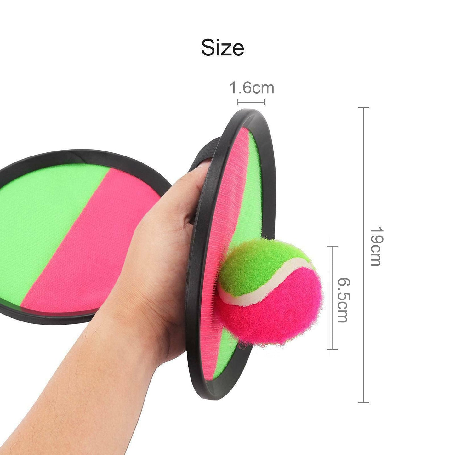 Toss and Catch Ball Set with Two Velcro Paddle Discs and Tennis Ball, Fun Outdoors Garden & Beach Toy Game for the Whole Family, Develops Hand-eye Coordination (Beach Catch It Game, 1 Set)