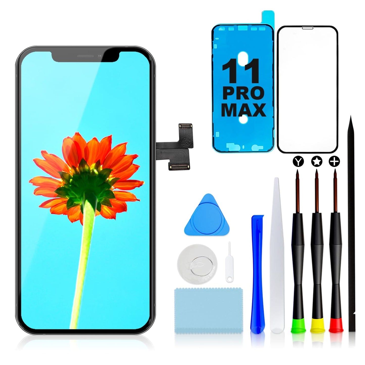 GULEEK Screen Replacement for iPhone 11 Pro Max, 6.5" 3D Touch Screen Digitizer Display LCD Assembly Repair Tools Kit for A2161 A2220 A2218 with Waterproof Frame Adhesive and Tempered Glass