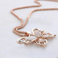 HshDUti Rose Gold Long Sweater Chain Rhinestone Butterfly Pedant Necklace for Women Girls Jewelry Gifts (Rose Gold Butterfly)