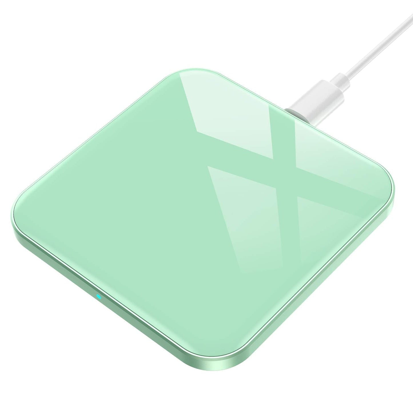 AGPTEK Wireless Charger, Qi-Certified 15W Max Fast Wireless Charging Pad Compatible with iPhone 15/14/13/12/11/XR/XS/8, for Samsung S24/S23/S22/S21/S20/S10/S9, AirPods Pro, Green (No AC Adapter)