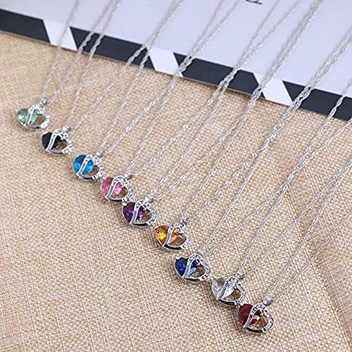 HshDUti Necklaces for Women Cubic Zirconia Love Heart Pendant Necklace Jewellery Gifts for Mum Her Wife Girlfriend Anniversary Birthday Mothers Day Christmas Valentines Gifts Red