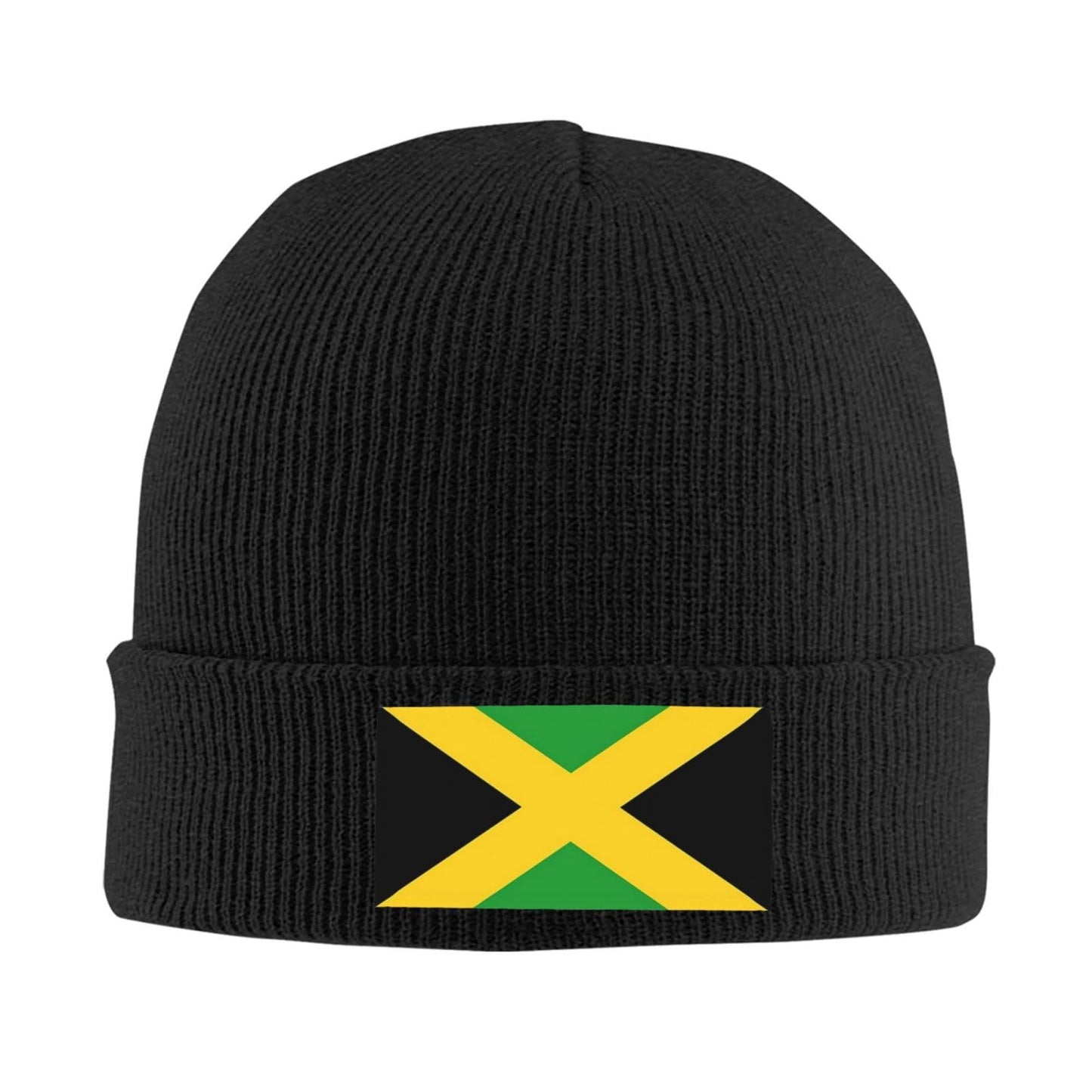 Cute Jamaica Flag Knit Hat Soft Classic Stretchy Ski Beanie Cap Winter Jamaican Warm Hats for Women Men Black