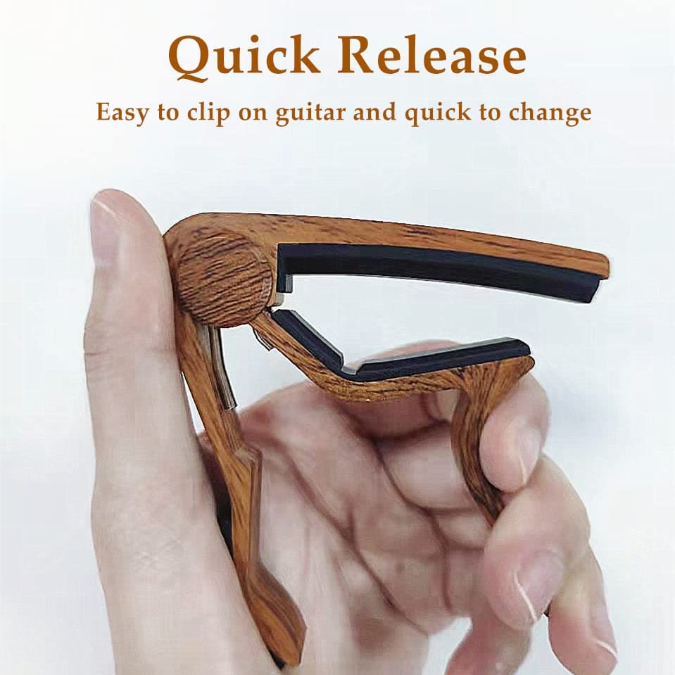 CANTUS Guitar Capo for Acoustic Guitar Electric Guitar Ukelele with Guitar Picks and Guitar Pick Holder Guitar Accessories (Wood)