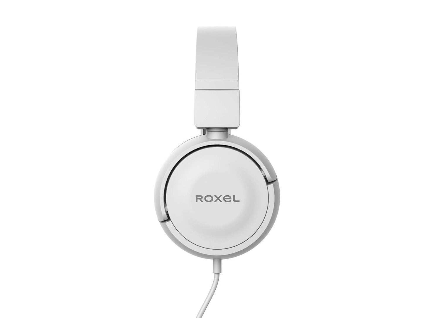 Roxel RX110 Lightweight Wired Foldable Headphones with Mic & Volume Control, On-Ear Headphones, Ergonomic Design, Answer Incoming Calls, Compatible with Android and IOS Devices (White)