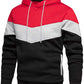 comefohome Mens Hoodie Pullover Color Block Sweatshirts Long Sleeve Hoody Drawstring Casual Tops with Pockets Red L