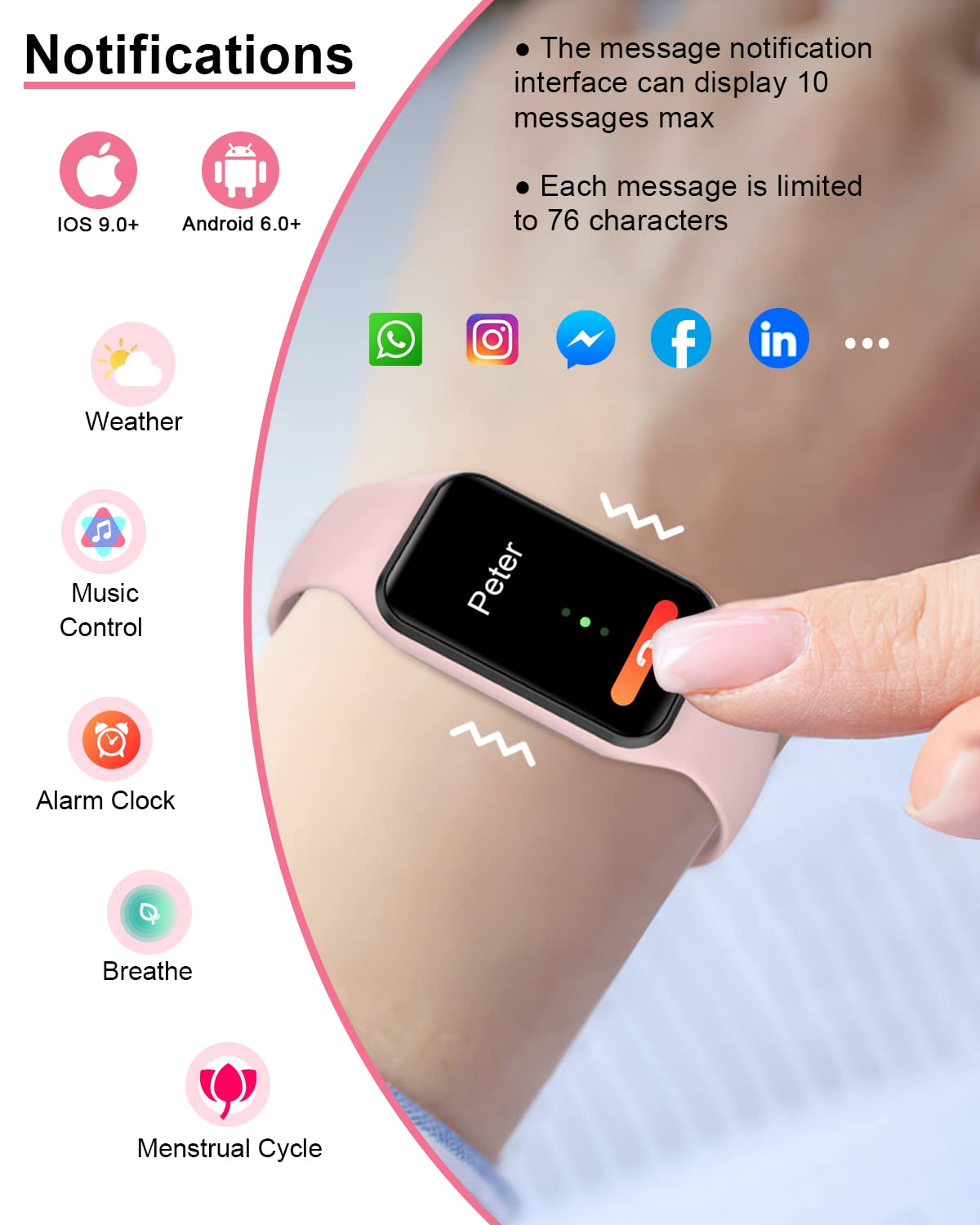 IOWODO Smart Watch for Women, Fitness Tracker with Heart Rate/Blood Oxygen/Sleep Monitor/Custom Dials, 5ATM Waterproof Step Counter Watch with 24 Sport Modes Activity Tracker for iOS Android - Pink