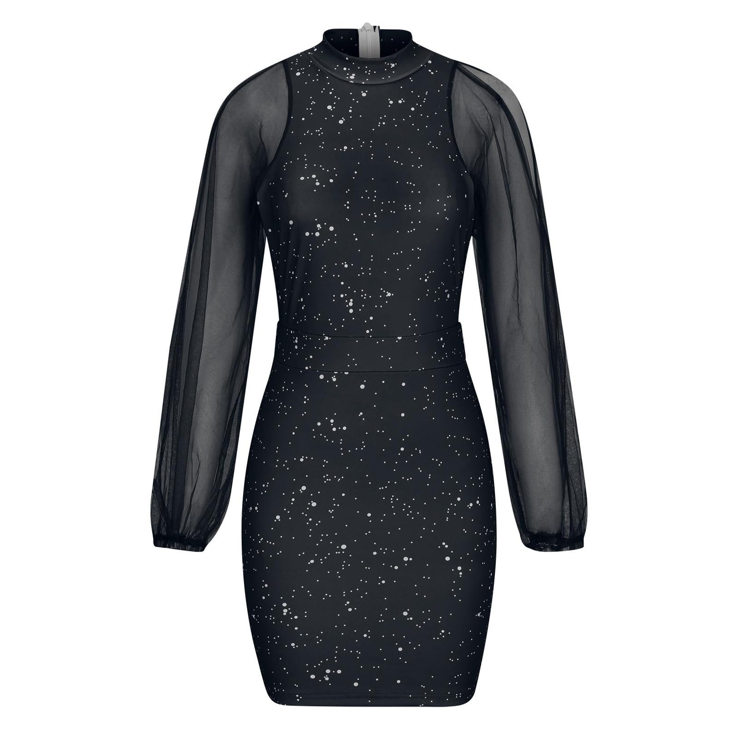 Sequin Dress for Women UK Cold Shoulder Bodycon Mesh Long Sleeve Mini Dresses Turtleneck Neck Sexy Evening Wedding Guest Dress Dinner Dance Party Dress Elegant Ladies Sparkly Glitter Clubwear