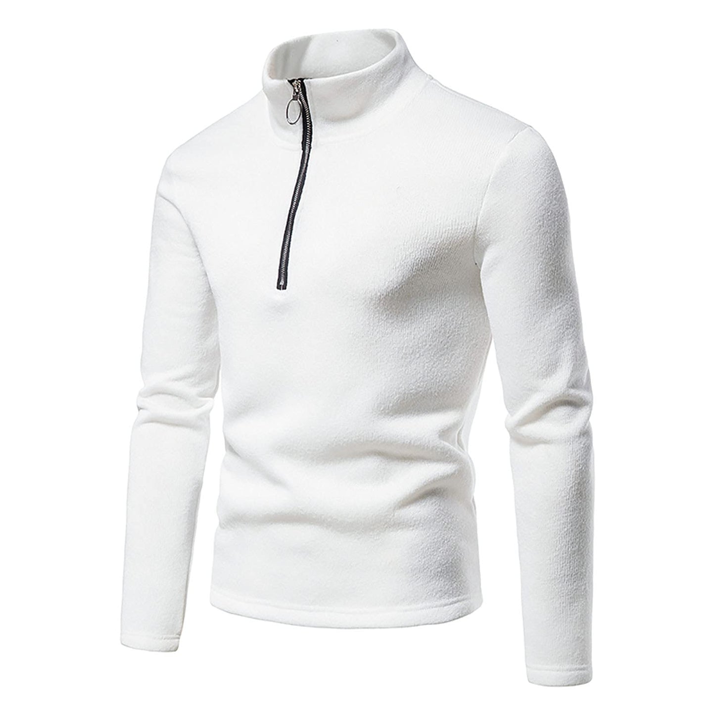 Long Sleeve Polo Shirts Mens UK Sale Clearance Turtleneck Jumpers 1/4 Zip Henley T Shirt Regular Fit Winter Tops Plain Sports Gym Running Pullover Sweatshirt Blouse Sweat Tops Size S-XXL White