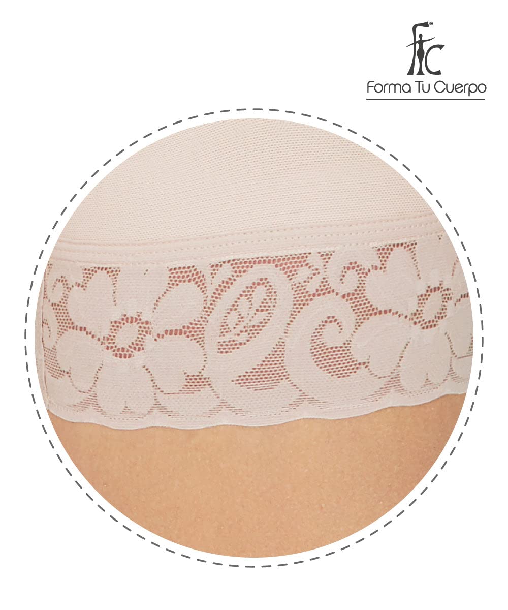 Forma Tu Cuerpo, Faja Colombiana, Short Bodysuit, Abdomen Control & Butt Lifter. Waist Definition 3 Hooks-3XS, Beige