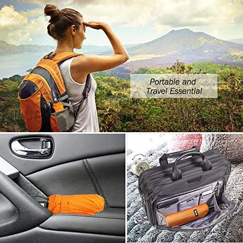 ZOMAKE Compact Umbrella, Auto Open & Close Travel Folding Umbrella, Windproof Fast Drying Umbrella with 10 Ribs, Slip-Proof Handle Design for Easy Carry(Orange/New)