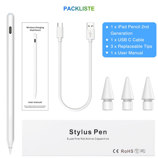 HATOKU Pencil 2nd Generation Magnetic Wireless Charging, Same as Pencil for Apple with Tilt & Palm Rejection, Stylus Pen Compatible with iPad Air 3/4/5, iPad Mini 5/6, iPad 6-10 Gen, iPad Pro 11/12.9"