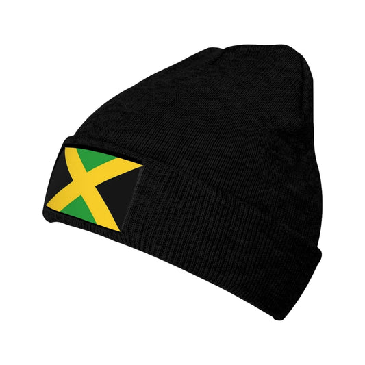 Cute Jamaica Flag Knit Hat Soft Classic Stretchy Ski Beanie Cap Winter Jamaican Warm Hats for Women Men Black