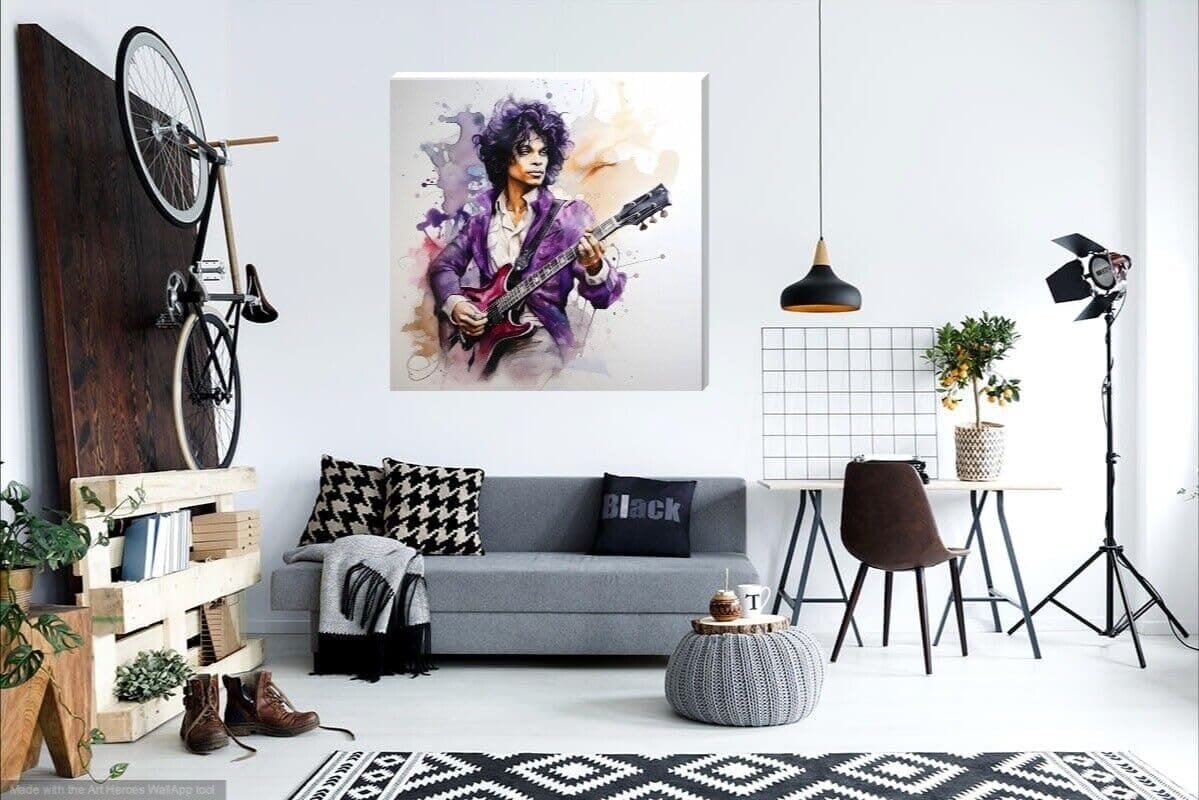 Prince Framed Canvas Wall Art Pop Rock 16" x 16"