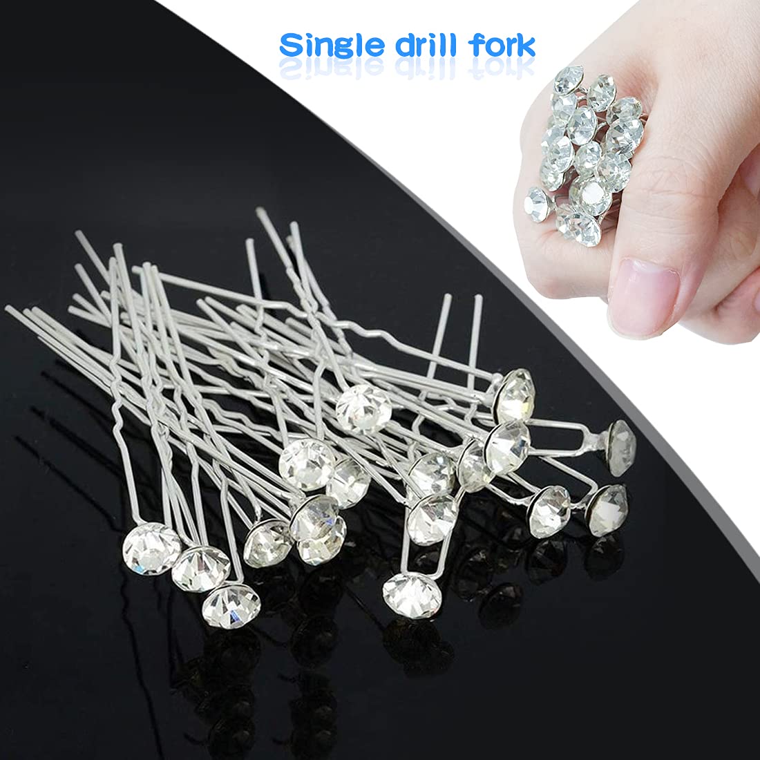 30 Pcs Hair Pins for Wedding, XCOZU Diamante Hair Pins Silver Hair Wedding Accessories, Bridal Hair Pins Wedding Hair Accessory Rhinestone Hair Clip for Women Girls Bridesmaids Prom