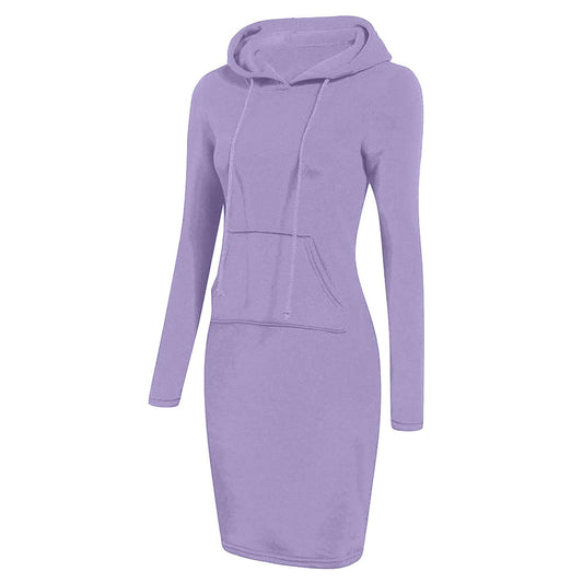 AMhomely Hoodies for Women UK Hooded Sweatshirt Dress Winter Long Hoodie Mini Dress Long Sleeve Hooded Pullover Tops Casual Loose Plus Size Tunic Blouse Baggy Jumpers Fleece Dresses