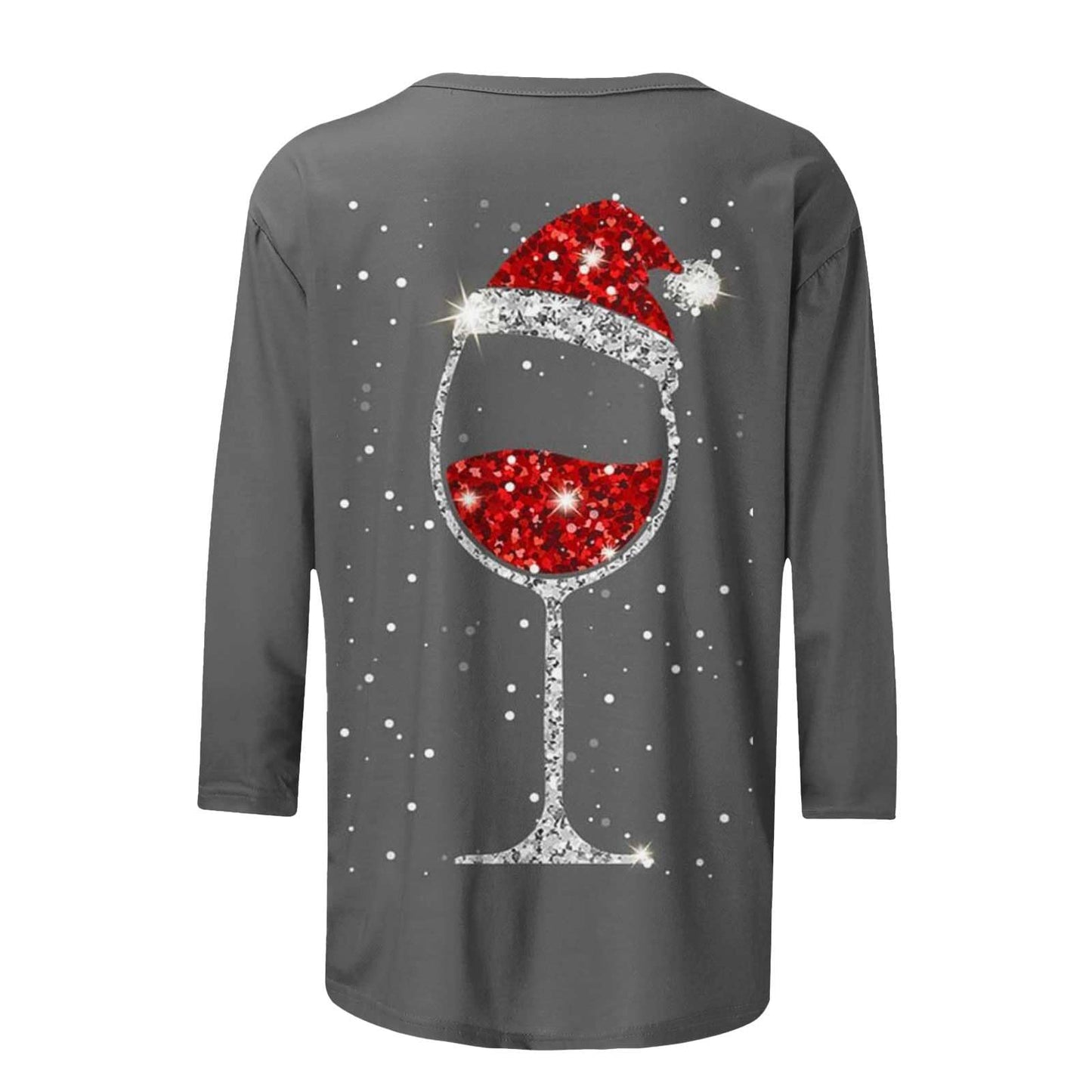 AMhomely Christmas T Shirts for Women UK Clearance Ladies Tops Fall Casual 3/4 Sleeve Loose Shirts Crewneck Xmas Tree Snowflake Elk Print Cute Blouse Graphic Tees Tunic Dressy Trendy Clothes