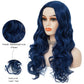 Siudus Blue Long Wavy Wigs for Women Synthetic Curly Middle Part Heat Resistant Fiber Hallowenn Party Costume Wig