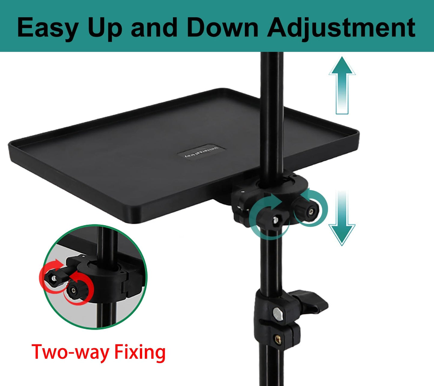 Hocoder Utility Microphone Stand Tray with Phone Holder Adjustable Mic Stand Tray Clamp-on Music Sheet Stand for Recording, Live Streaming, Karaoke