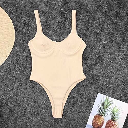 Women's Bikini Set Women Sexy Bikini Set Side Bikini Sets Swimsuit Bra Padded Swimwear Swimsuit Triangle Wide Underbust Band Swimwear Two Piece Underwear Sexy Set, beige, L