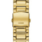 GUESS Stainless Steel Gold-Tone Crystal Embellished Bracelet Watch with Day, Date + 24 Hour Military/Int'l Time. Color: Gold-Tone (Model: U0799G2)