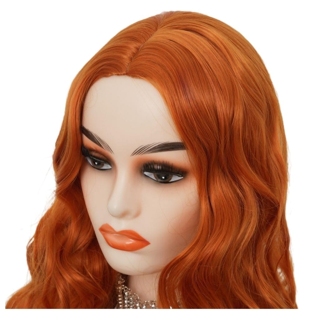 Siudus Ginger Wig Long Curly Wavy Wigs for Women Synthetic Natural Middle Part Copper Red Wig for Daily Party Use