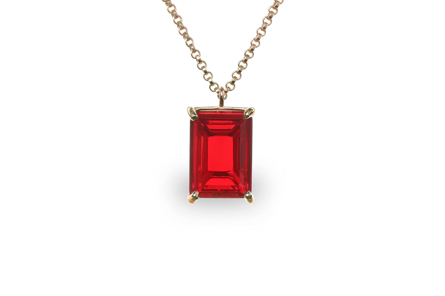 Vibrant Ruby Necklace in Gold - Rectangle Custom Pendant Necklaces for Women - July Birthstone Necklace, Fashion Jewelry Necklace, Anniversary Gift Necklace - Handmade