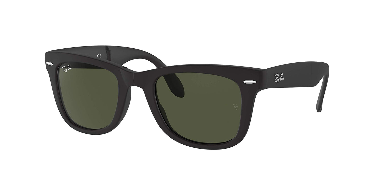 Ray-Ban RB4105 Wayfarer Folding Sunglasses 54mm, Black/Crystal green Classic , 54 mm