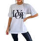 Womens Love Slogan Short Sleeve Oversized Printed Casual Summer Baggy Fashion Ladies Tshirt Tee Plus Size Top (Grey, SM (UK 8-10))