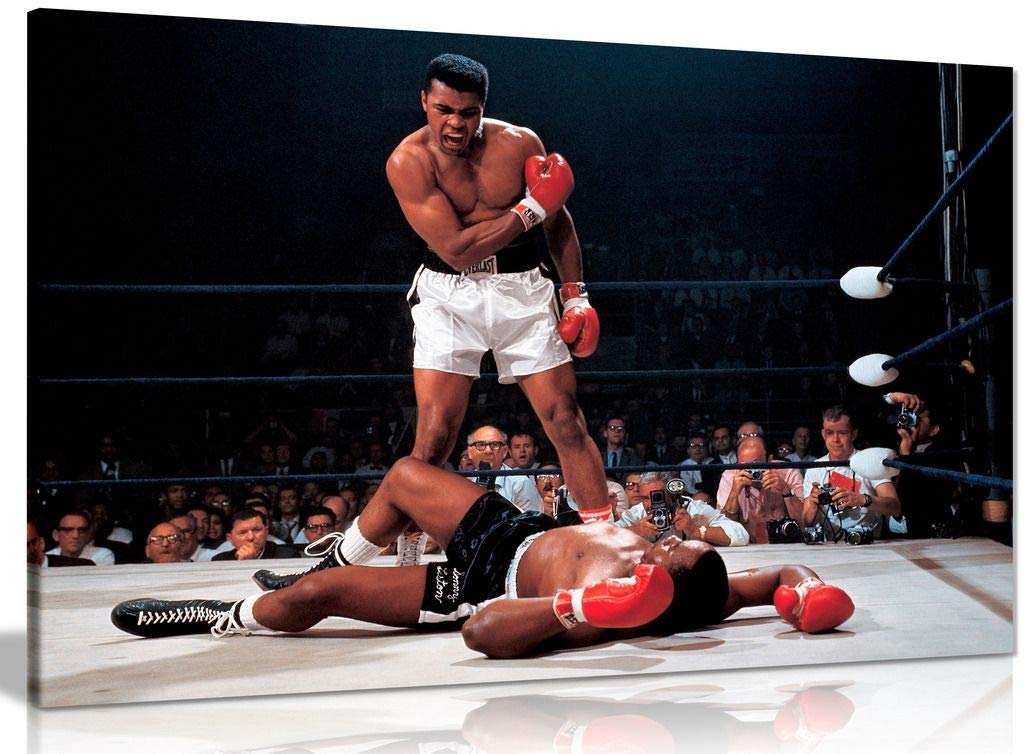 Panther Print, Large Canvas Wall Art, Beautiful Living Room Framed Prints, Quality Canvas Pictures, Muhammad Ali Boxing Sonny Liston, Print for Special Occasions (18 x 12 Inch)