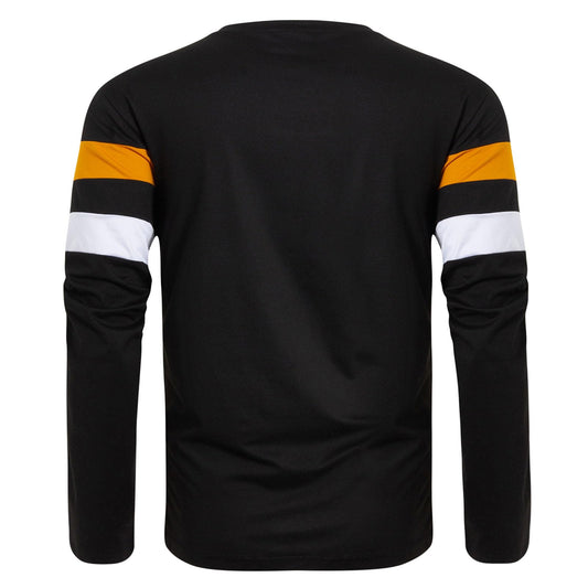 Mens Pullover Tops Loose Fit Sweatshirts Crew Collar Long Sleeve T Shirt for Adult Men Patchwork Striped Oversize Golf Shirts Warehouse Sale Clearance Outdoor Breathable Sportwear Size S-2xl