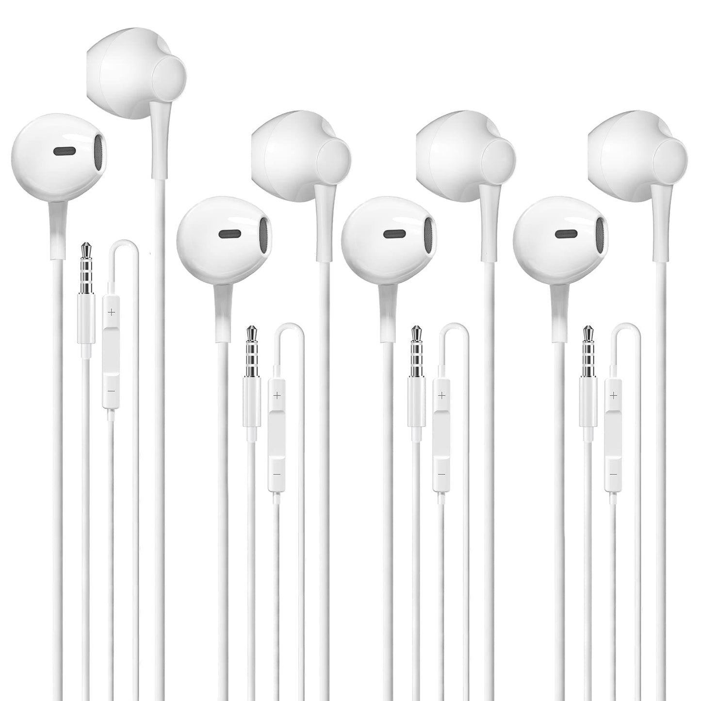 SHDKJXH Wired Earbuds Headphones 4 Pack, 3.5mm Jack Ear Buds with Microphone and High Sound Quality, Headphones Compatible with Computer Laptop iPad and Android Phones in School Office and Home