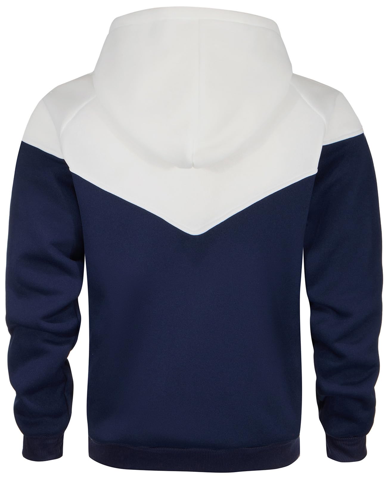 comefohome Mens Hoodies UK Pullover Color Block Sweatshirts Long Sleeve Fleece Hoody Drawstring Casual Designer Tops with Pockets White Navy L