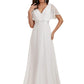 Ever-Pretty Women's Elegant Double V Neck A Line Empire Waist Short Sleeve Long Chiffon Wedding Dresses White 18UK