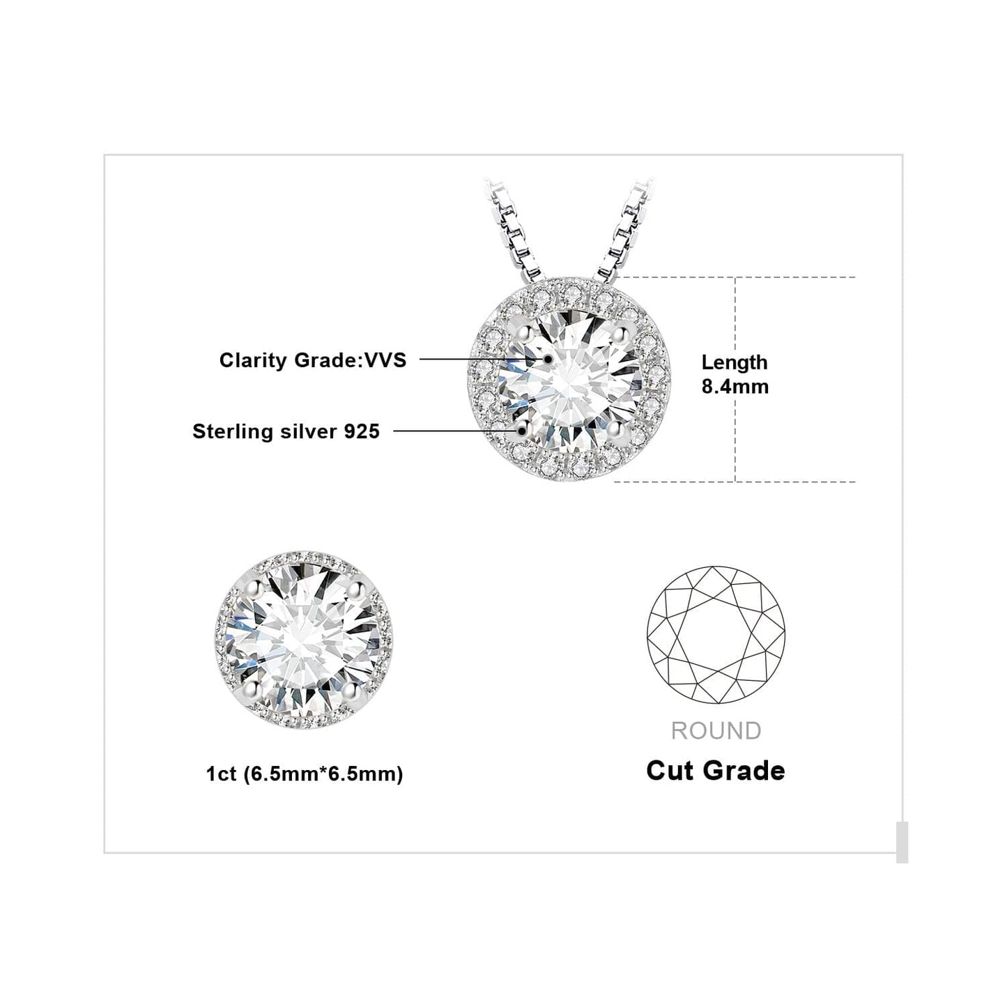 JewelryPalace 1.2ct Moissanite Round Cut Halo Pendant Necklace for Women, 14K White Gold Plated 925 Sterling Silver Necklaces for Her, Simulated Diamond Jewellery Sets 18 Inches Chain VVS D-F