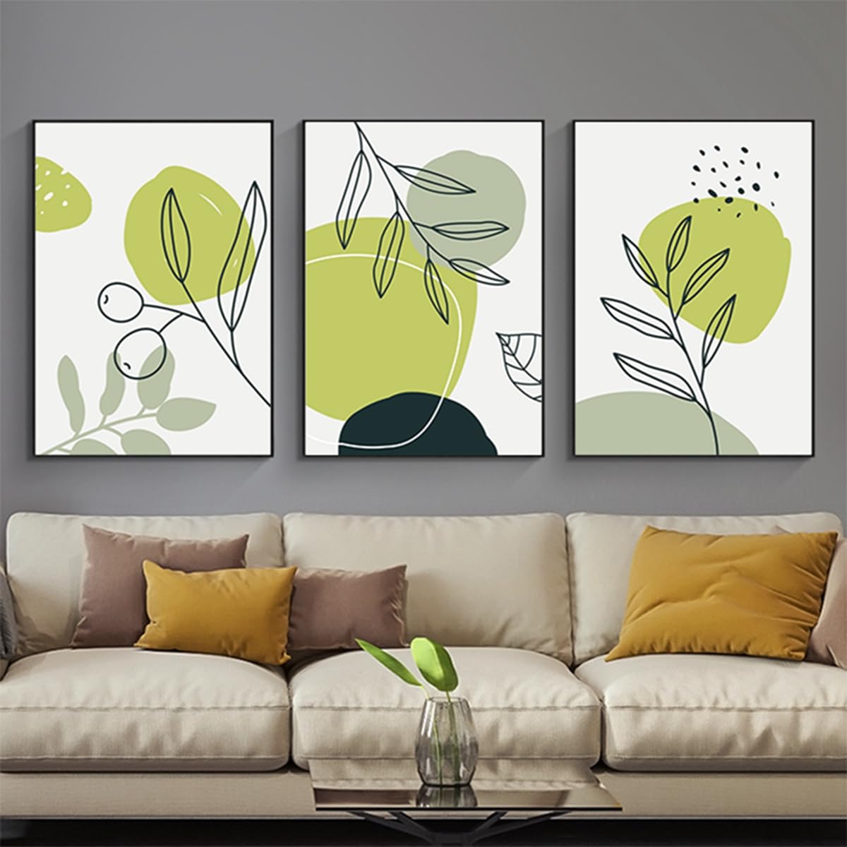 PYNVDD Set of 3 Posters Abstract Botanical Leaf Print Posters, Modern Abstract Bohemian Posters, Without Frame (Picture 10.50 x 70 cm x 3 Pieces)