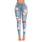 AMhomely Ripped Jeans for Women Long Pants Smart Slacks Women Jeans Denim Hole Female High Waist Stretch Slim Sexy Pencil Pants Ladies Slim Fit Stretchy Denim Tousers Jogger Clearance 6549