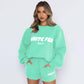 Women's White Fox Tracksuit Set Oversized Two Piece Outfit Long Sleeve Pullover and Loose Short Sweatpants Y2k Jogger Track Suit Ladies Gym Activewear Casual Sportwear Running Walking Hiking