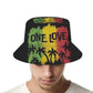 One Love Music Reggae Rasta Jamaican Men's Women's Bucket Hat Summer Vacation Travel Beach Sun Hat Packable Lightweight Outdoor Hat