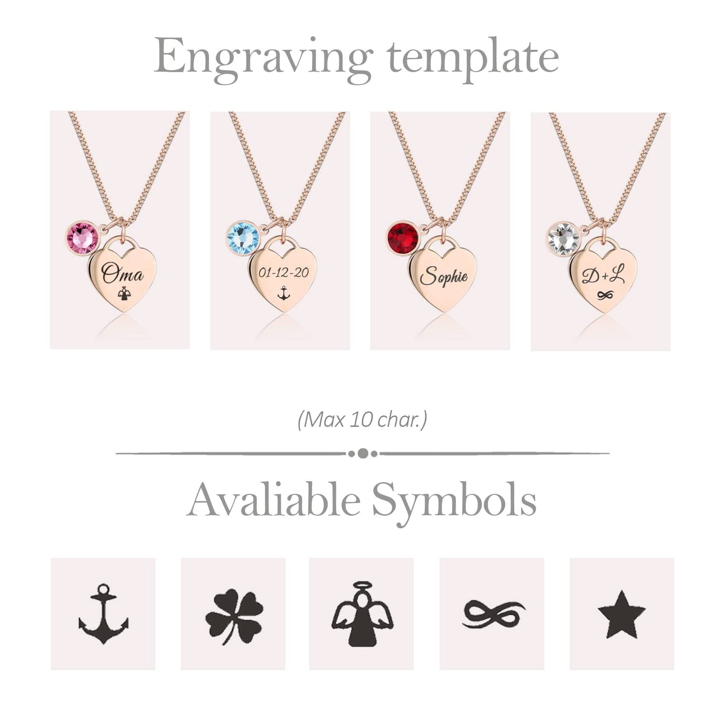 TMT® Personalised necklace with Birthstone heart pendant gift box | initial heart necklace engraved for Daughter Mum Best Friend Girlfriend | Birthday gift for 18th 21th 30th 16th 13th