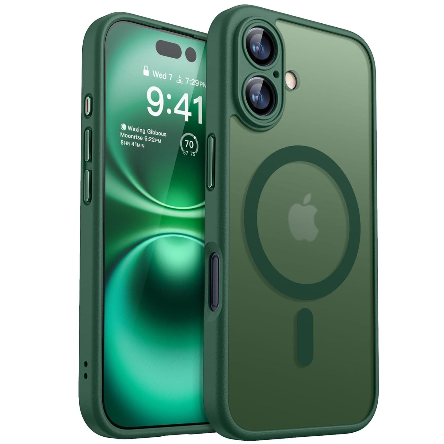 CANSHN Magnetic for iPhone 16 Case, Upgraded [Full Camera Protection] [Compatible with Magsafe] [Translucent Matte] Shockproof Protective Phone Case for iPhone 16 6.1" - Deep Green