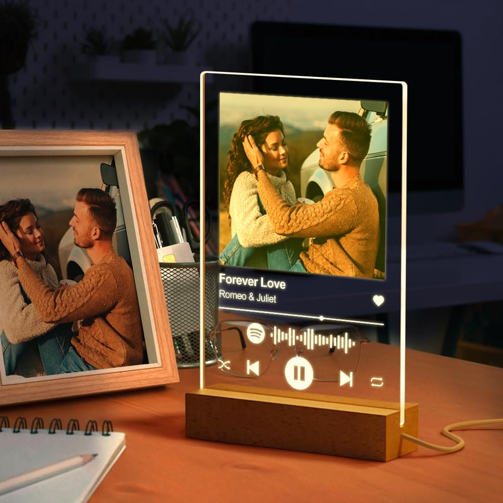 SOUFEEL Spotify Plaque Personalized Gifts for Him Her - Custom Spotify Music Plaque Customized Photo Gifts for Girlfriend Boyfriend - Song Picture Frame Gifts for Women Men Couples