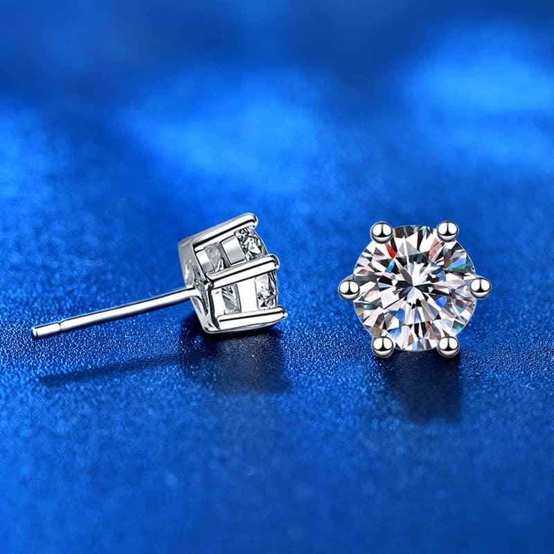 925 Sterling Silver Moissanite Diamond Stud Earrings for Women. (0.5 CT)