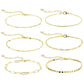 DIVINA VITAE 6 Pcs Gold Bracelet Stack Non Tarnish Gold Plated Stackable Bracelets Trendy Herringbone Paper Clip Figaro Braclets Simple Cute Boho Gold Chain Link Bracelet Sets Jewelry Gift for Women